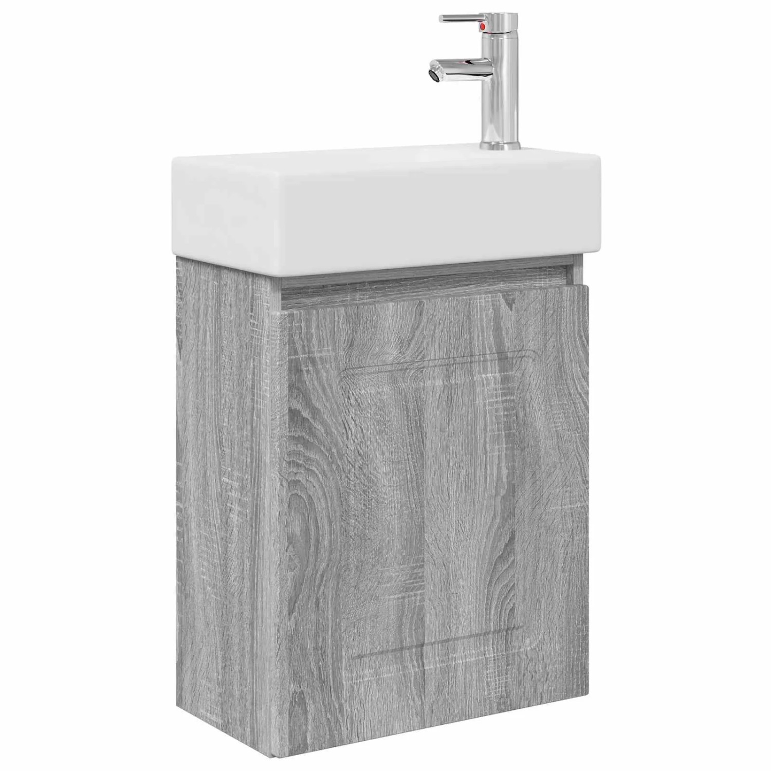 vidaXL Badezimmer Waschtischunterschrank mit Wasserhahn Sonoma-Grau 889477