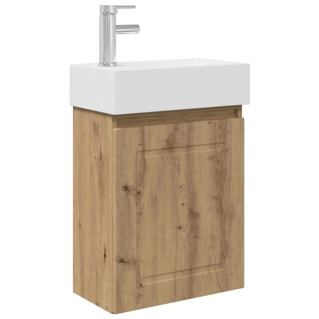 vidaXL Badezimmer Waschtischunterschrank mit Wasserhahn Artisan-Eiche 889510