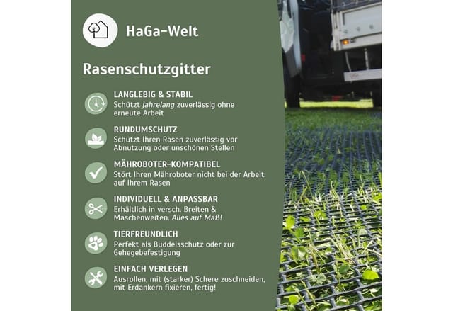 Haga - rasenschutzgitter in 1,3m Br. (Meterware) Masche 30mm Schutzgitter schwarz