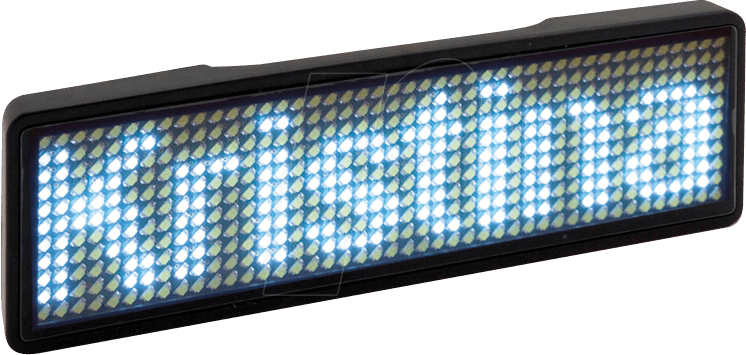 LED NAME SW WS - LED Name Tag, 11x44 Pixel, USB, Rahmen schwarz, LED weiß