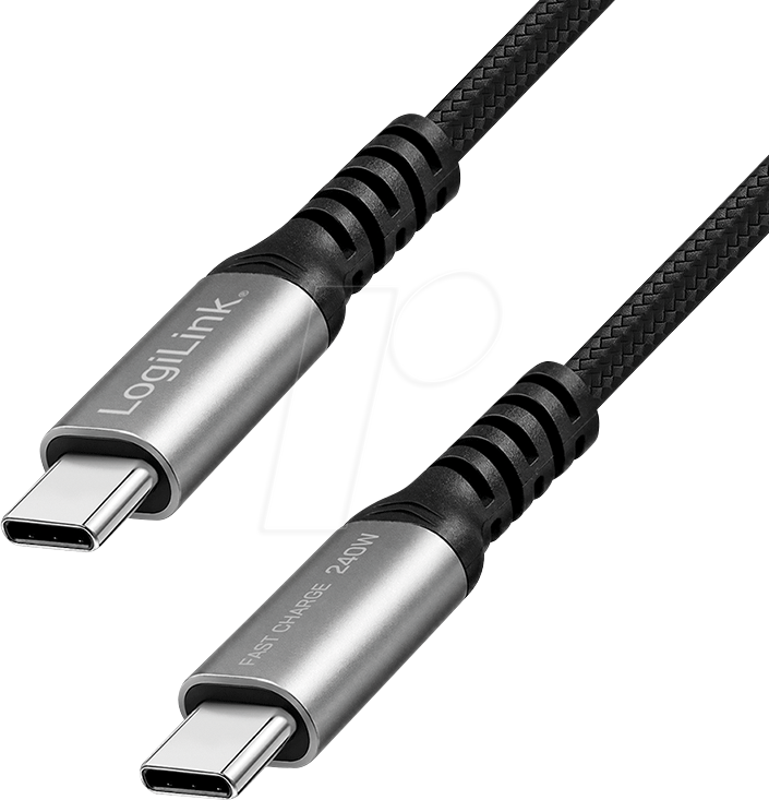 LOGILINK CU0283 - Sync- & Ladekabel, USB-C -> USB-C, 2,0 m, schwarz/silber