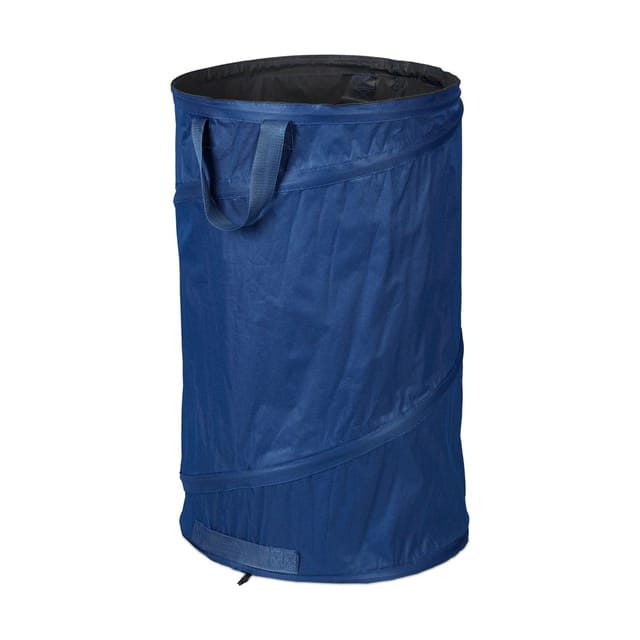 Laubsack selbstaufstellend, 2er Set, 120 l, Pop Up Gartensack mit 3 Griffen, UV-beständig, wasserdicht, blau - Relaxdays