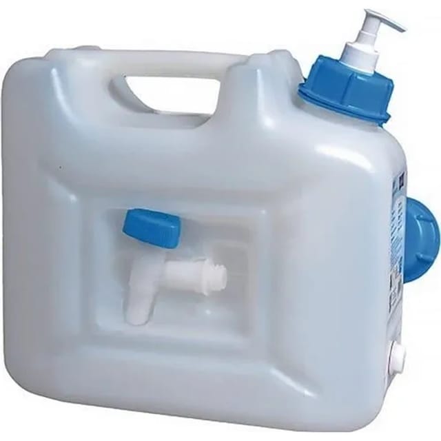 Hünersdorff - Wasserkanister 12 l hdpe mit Ablasshahn + Pumpspender H310x165xT350mm