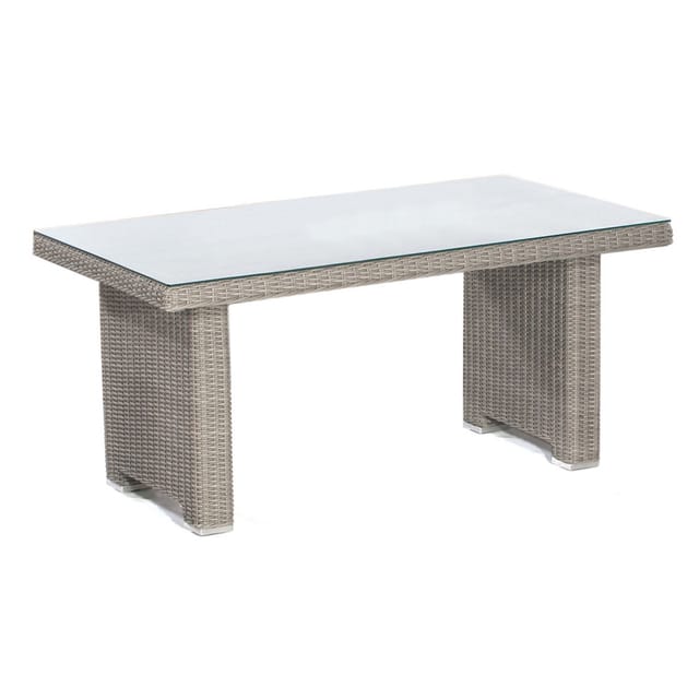 Sonnenpartner - Dining-Tisch Residence 140x80 cm Aluminium mit Polyrattan stone-grey mit Glas Loungeti