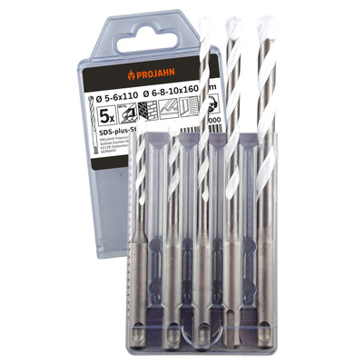 Mehrzweckbohrer-Set 5-tlg. SDS-plus mit Schlagstopp 5-6 x110mm und 6,8,10 x160mm