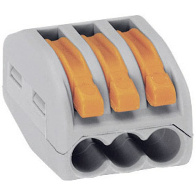 Wago - 222-413 222 Verbindungsklemme flexibel: 0.08-4 mm² starr: 0.08-2.5 mm² Polzahl: 3 5 St. Grau, o