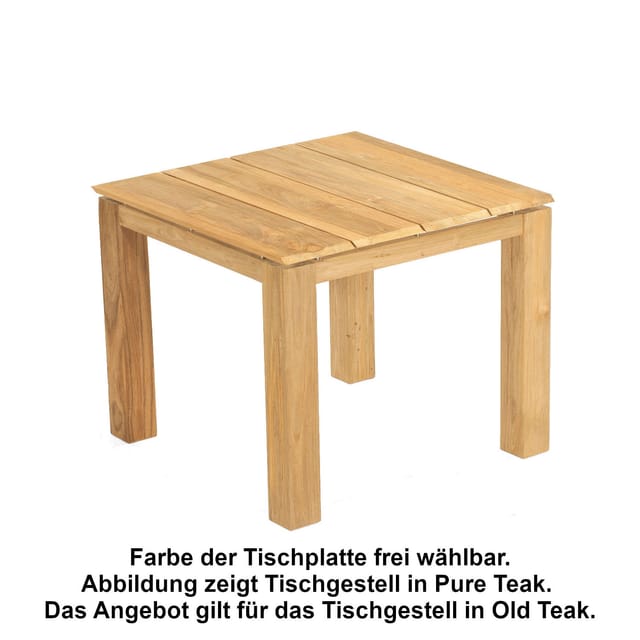 Sonnenpartner Gartentisch Base 90x90 cm Teakholz Old Teak Tischsystem mit wählbarer Tischplatte HPL Teak