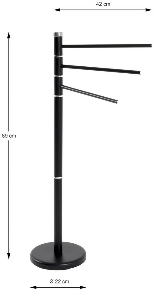 HAKU Handtuchhalter Badetuchhalter, Handtuchhalter, Handtuchständer, freiform - aus Metall Schwarz - B/T/H 22/42/89 cm Bild 2