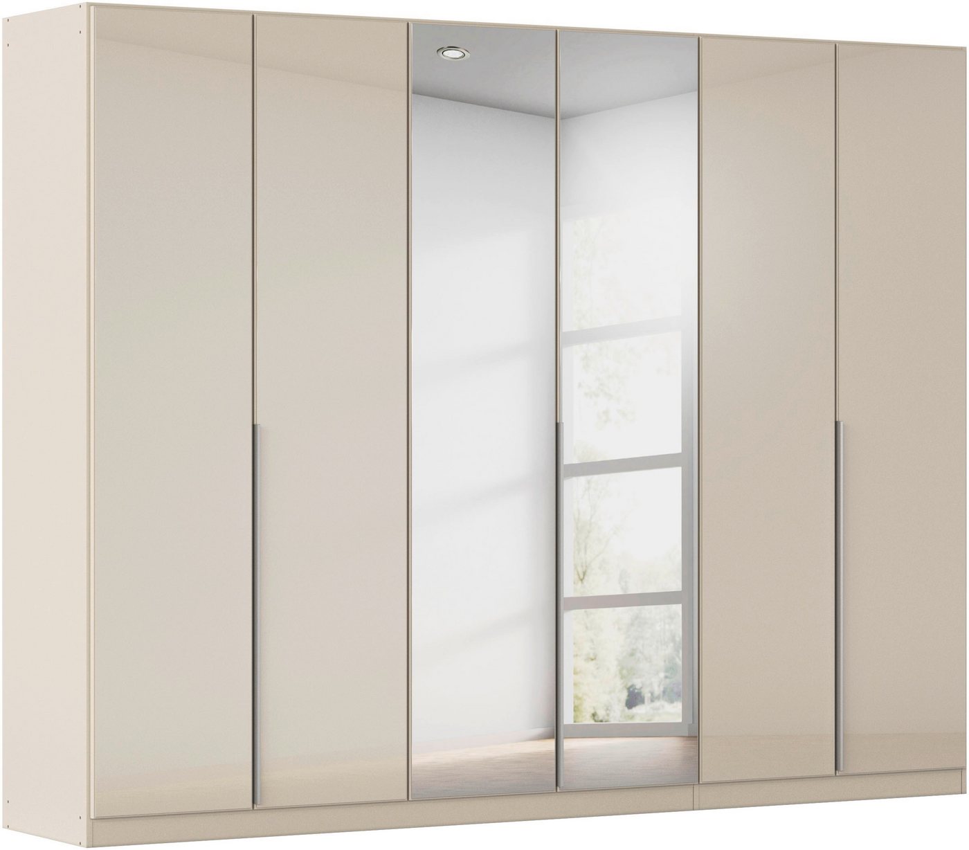 OTTO home Drehtürenschrank Kleiderschrank Schrank Garderobe AGORDO mit Glasfront und Spiegel (in zwei Griff-Farben, Breiten 91-405 cm) durchdachte Innenausstattung, in 8 Breiten und 2 Höhen MADE IN GERMANY