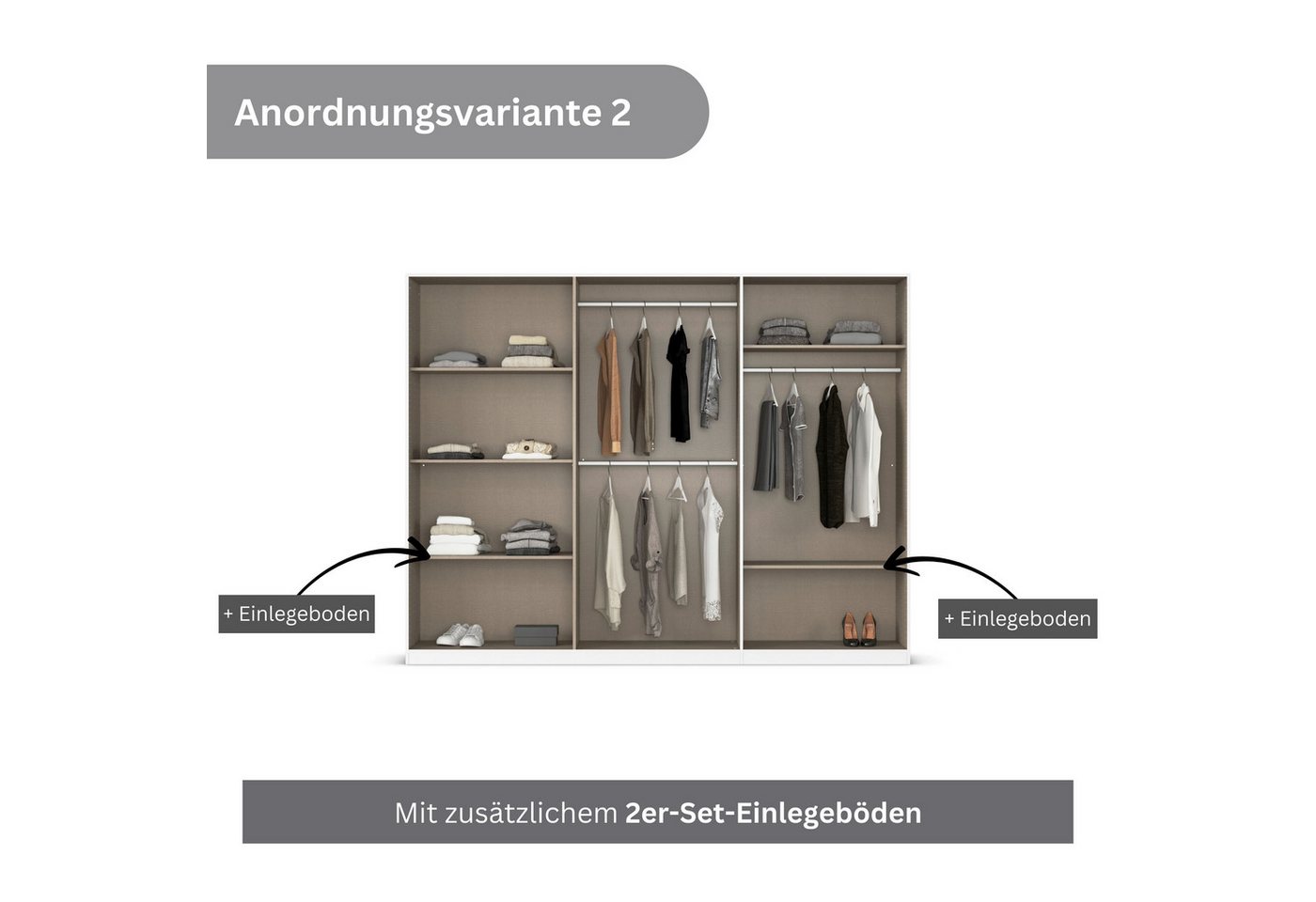 OTTO home Drehtürenschrank Kleiderschrank Schrank Garderobe AGORDO mit Glasfront und Spiegel (in zwei Griff-Farben, Breiten 91-405 cm) durchdachte Innenausstattung, in 8 Breiten und 2 Höhen MADE IN GERMANY Bild 4
