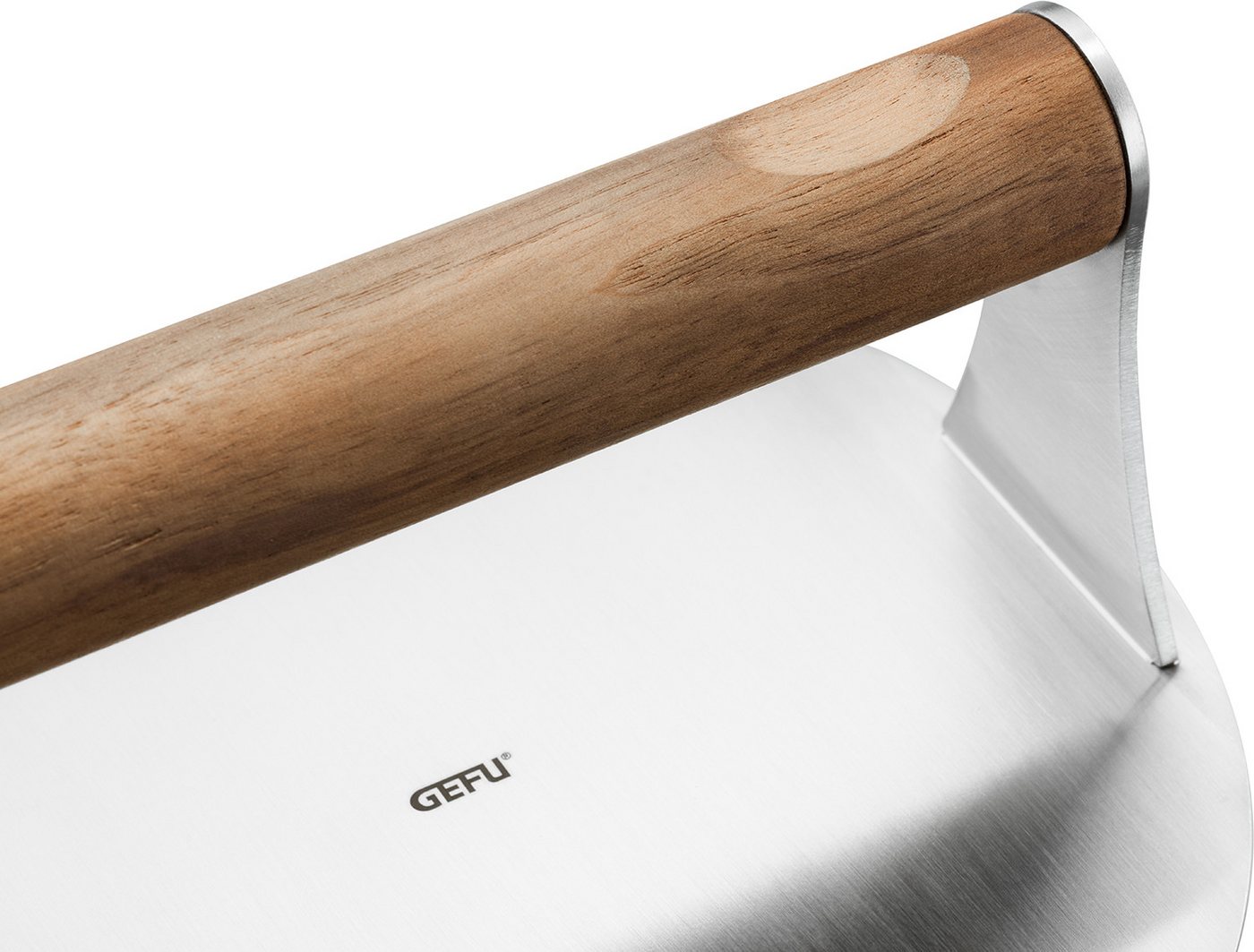 GEFU Burgerpresse Smash-Burgerpresse BBQ mit rutschfestem Walnussholzgriff (1 St), Edelstahl, Holz, glatte Antihaft-Oberfläche, optimale Hitzeverteilung, Ø ca. 16 cm Bild 2