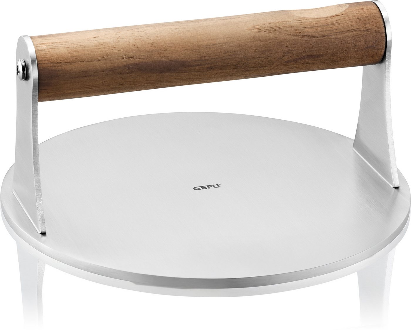 GEFU Burgerpresse Smash-Burgerpresse BBQ mit rutschfestem Walnussholzgriff (1 St), Edelstahl, Holz, glatte Antihaft-Oberfläche, optimale Hitzeverteilung, Ø ca. 16 cm Bild 5