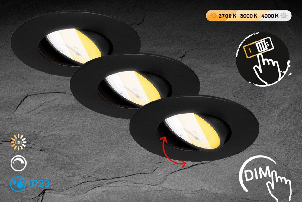 Briloner Leuchten LED Einbauleuchte DIMARA, LED fest integriert, 90x24 mm, Wohnzimmer, Flur
