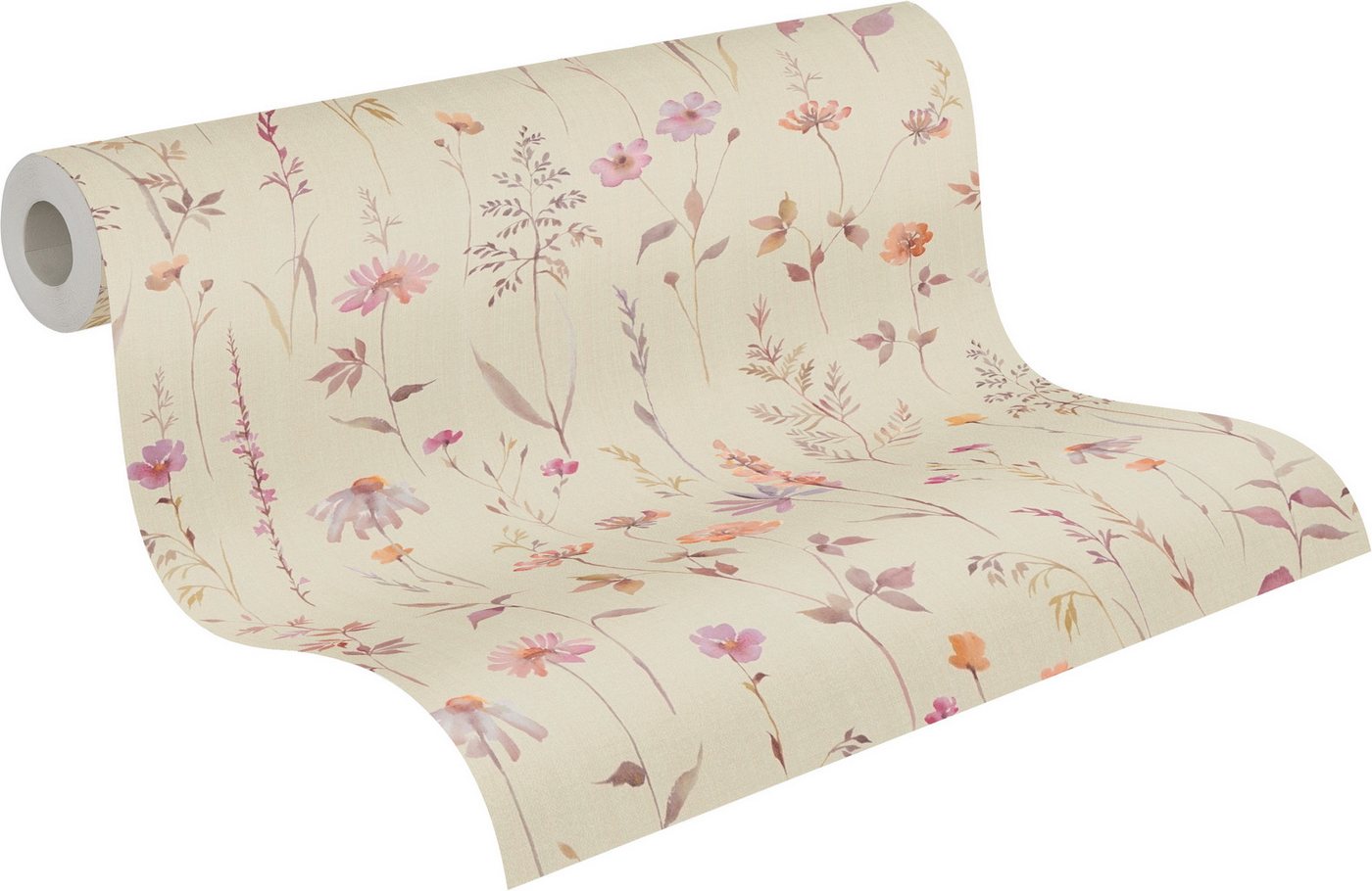 A.S. Création Vliestapete Trend Spectrum Floral – Romantische Blütenranken Vliestapete, leicht strukturiert, floral, matt, geblümt, (1 St), Romantische Blüten- und Blätterranken in harmonischer Farbwelt Bild 3