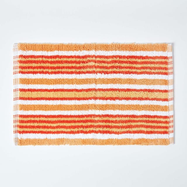 Badvorleger orange weiss gestreift 40 x 60 cm 100% Baumwolle - Homescapes