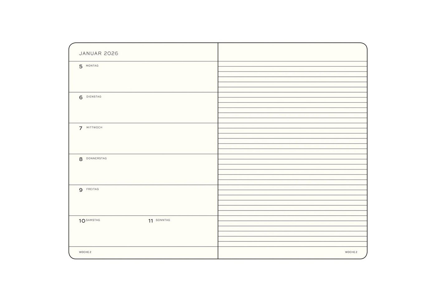 Leuchtturm1917 Taschenkalender Wochenkalender 2027 & Notizbuch Medium A5 Hardcover Port Red Bild 2