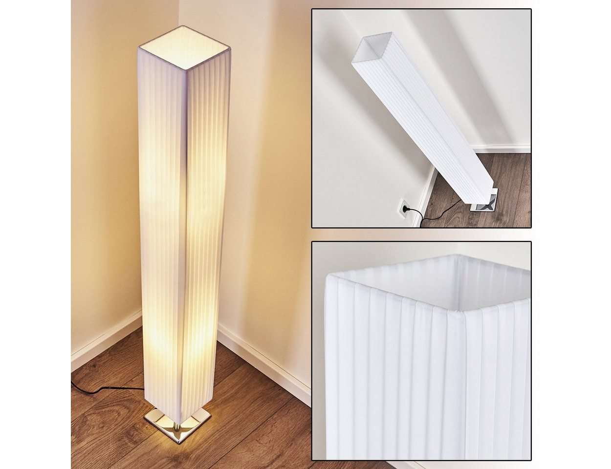 hofstein Stehlampe »Aulla« moderen Stehleuchte aus Textil/Stoff in Weiß, ohne Leuchtmittel, 2xE27, Mit Fußschalter am Kabel, auch Bild 5