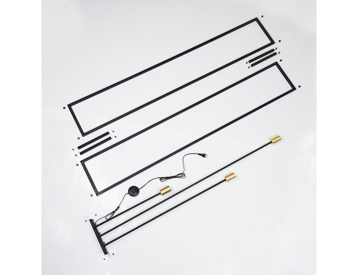 hofstein Stehlampe »Avola« Stehleuchte Bodenlampe aus Metall in Schwarz und Messingfarben, ohne Leuchtmittel, Industrial Look Standlampe mit Lichteffekt, E27, Fußschalter am Kabel Bild 5