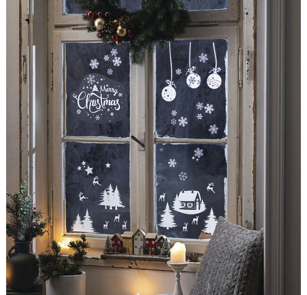 Home-trends24.de Fenstersticker Fenstersticker Weihnachten Winter Kinder Deko Fensterdeko Weiß, Wiederverwendbar Bild 4