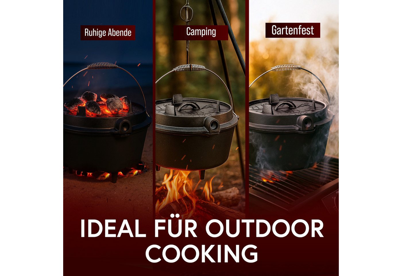 GUSSKÖNIG Grilltopf GUSSKÖNIG Dutch Oven Topf mit Füßen 7Liter+Pflegepaste Bild 2