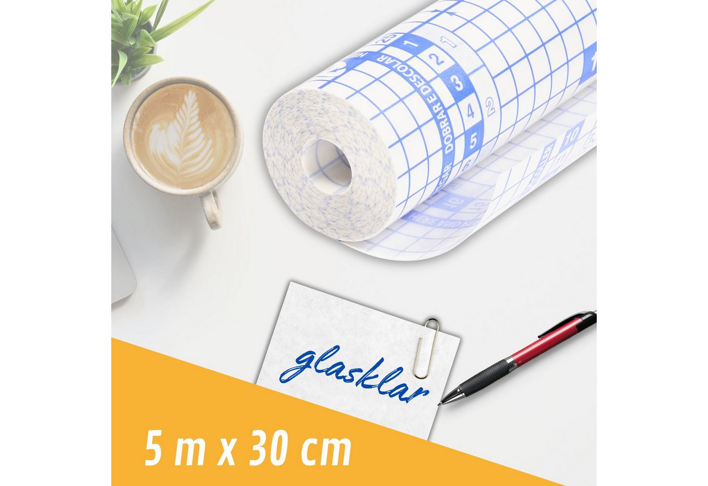 perfect line Schulheft Buchschutzfolie selbstklebend 5 m x 30 cm, glasklar, 60 my, PP, dokumentenecht, säurefrei, Made in EU Bild 5