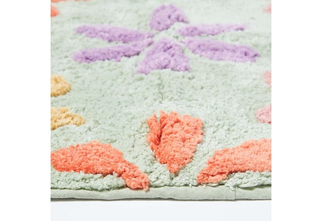 Rutschfeste Duschmatte mit Blumenmuster 100% Baumwolle, mehrfarbig - Homescapes