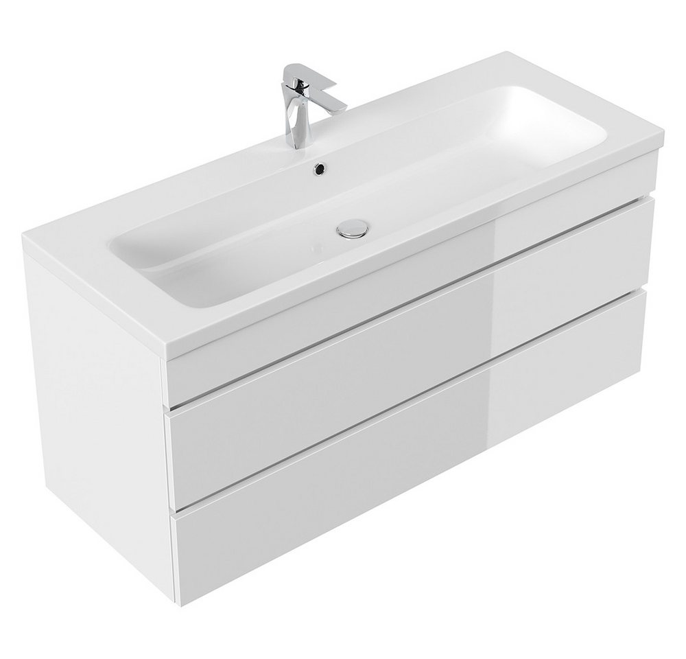 Lomadox Waschtisch FROME-02, 120 cm, hängend, weiß Hochglanz, mit 2 Schubladen Bild 5