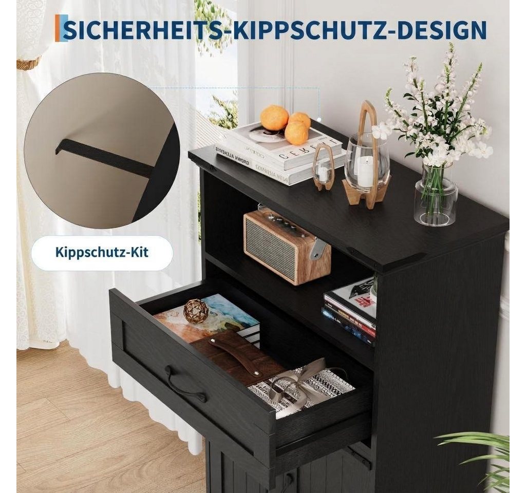 GarveeMore Badkommode Aufbewahrungsschrank Landhausstil mit Türen und Schubladen, Stauraum (1 St)