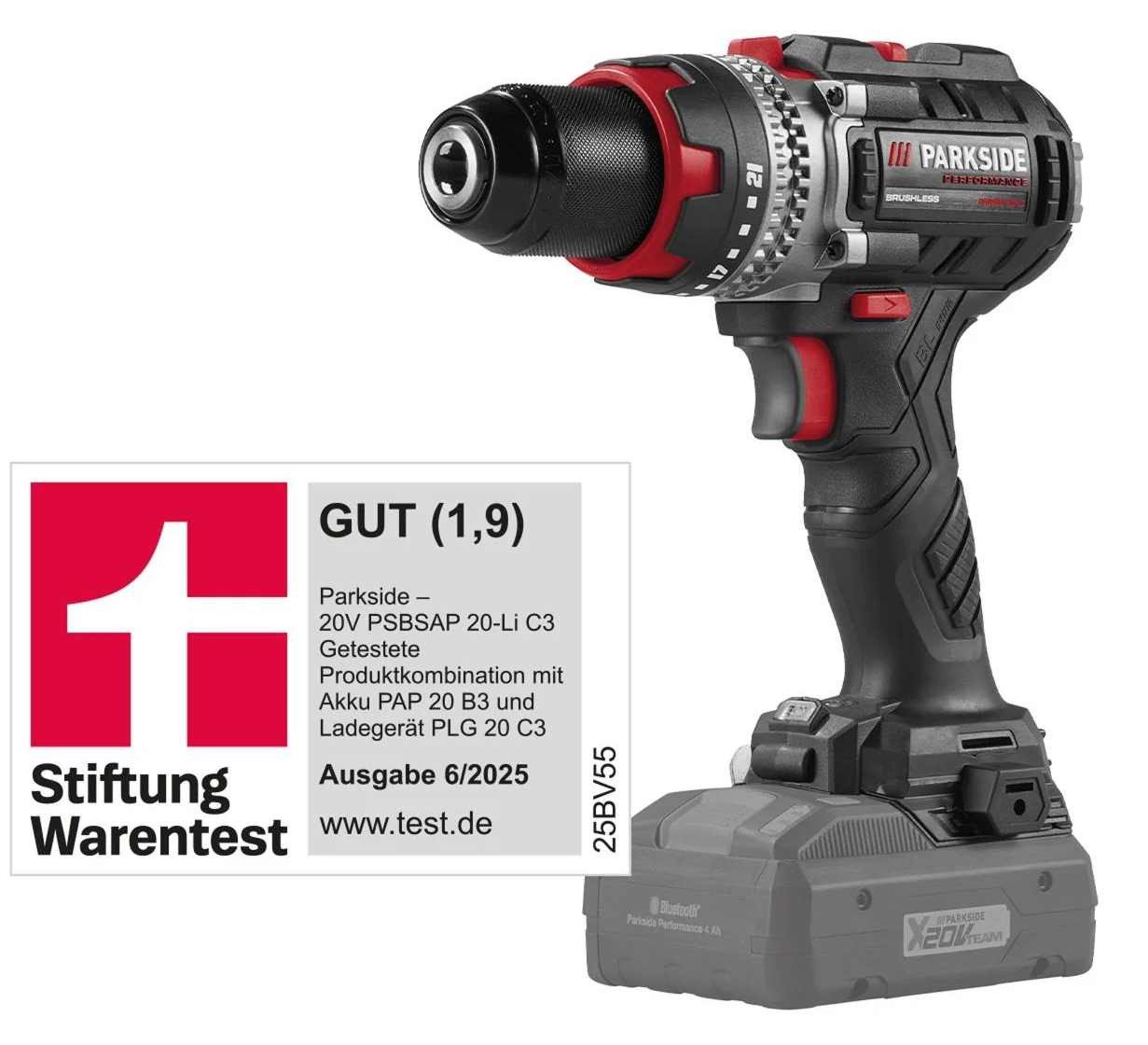 PARKSIDE PERFORMANCE® Akku-Bohrschrauber 20V Akku-Schlagbohrschrauber PSBSAP 20-Li C3, ohne Akku, Ladegerät