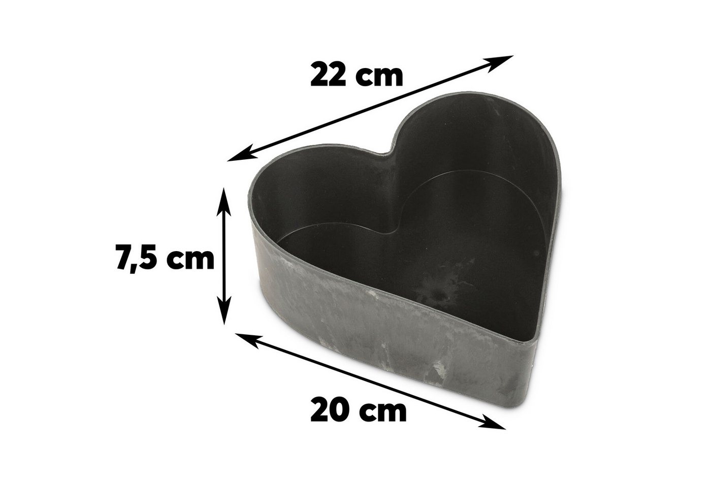 matches21 HOME & HOBBY Blumentopf Herz Pflanzschalen für draussen 2 Stk. schwarz marmoriert in 22 cm (2 St), Blumen-Schale als wetterfeste Friedhof-Schale Grab-Schmuck Grabschale Bild 3