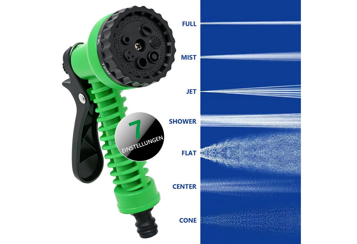 SunJas Gartenschlauch flexibel 15M Dehnbarer Wasserschlauch mit 7 Funktionen Sprühkopf, 1/2" & 3/4" Anschlüsse, Flexibler Schlauch für Garten Bewässerung & Autowäsche