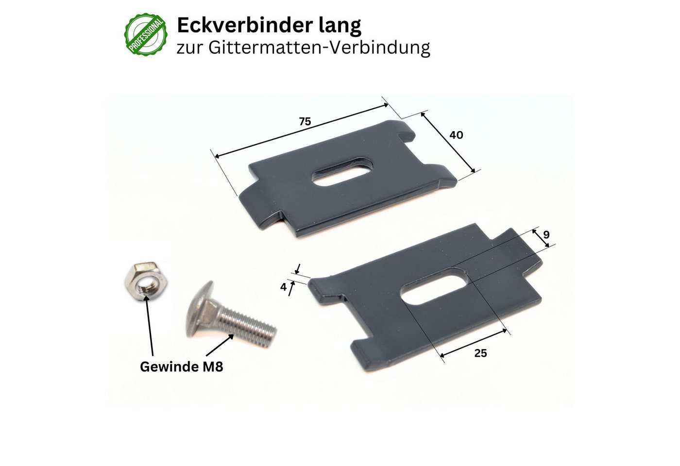 ZAUNIVERSUM Doppelstabmattenzaun 10x Zaunmatten Eckverbinder lang Anthrazit (RAL 7016), (10x, Stück), modern, langlebig