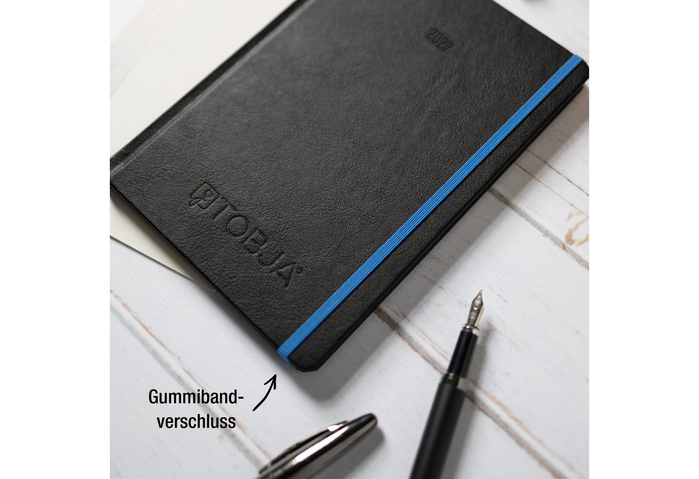 TOBJA Buchkalender Buchkalender 2027 A5 Nero Blau Hardcover Halbstunden 1 Woche 2 Seiten, Halbstunden-Taktung, FSC-Papier, Hardcover, Griffregister Bild 5