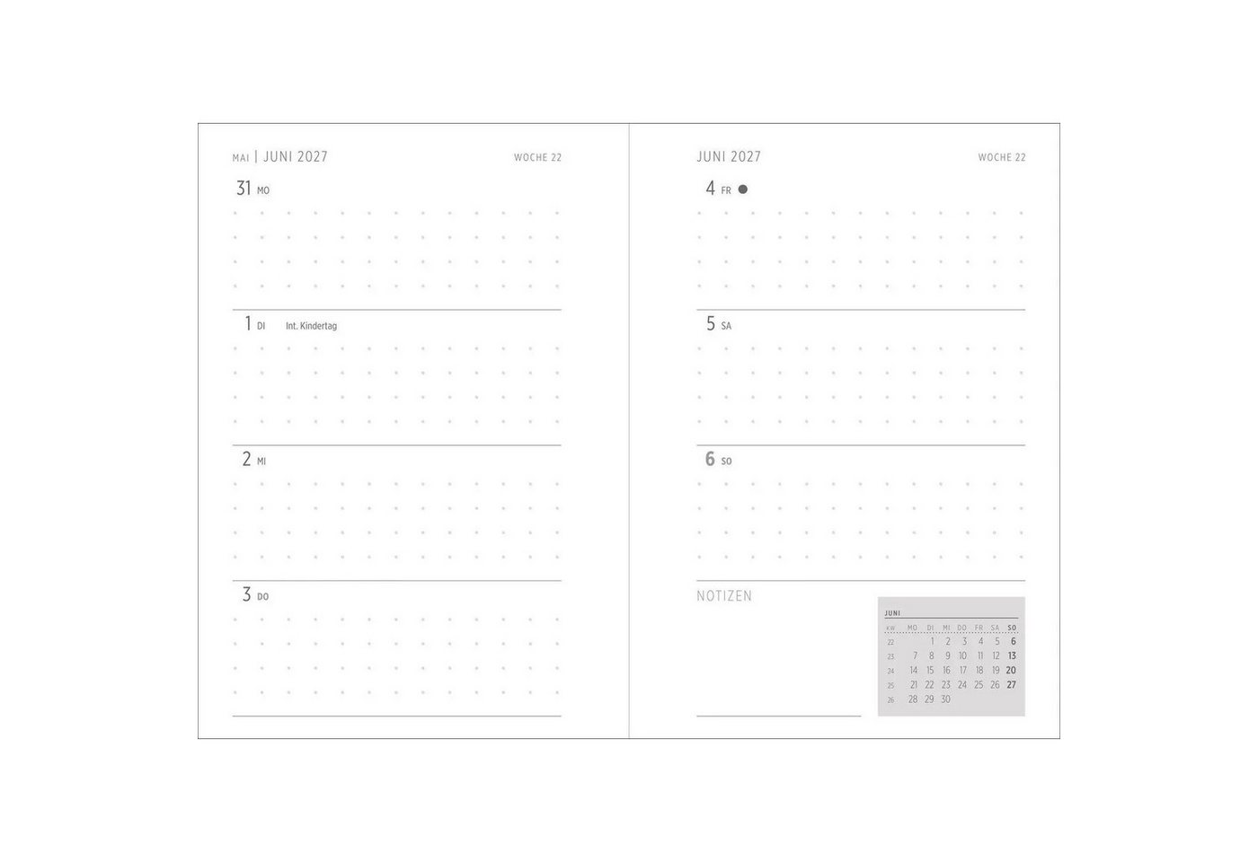groh Verlag Taschenkalender Taschenkalender A6 2027: Blütenmotiv, bestickt, grün Bild 3