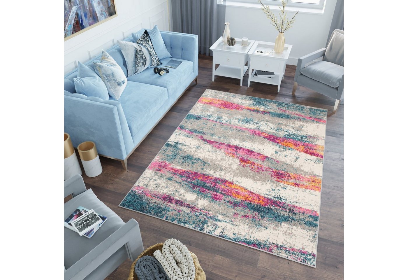 Tapiso Teppich LAZUR, rechteckig, Höhe: 9 mm, Modern Wohnzimmerteppich Schlafzimmerteppich Bild 2