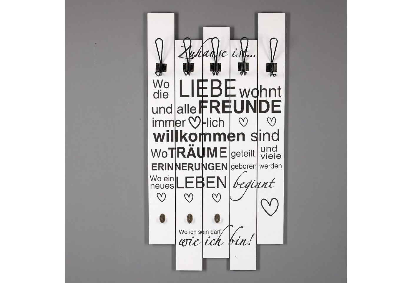 Home4Living Wandgarderobe Garderobe Flurgarderobe Kleiderhaken modern weiß rustikal