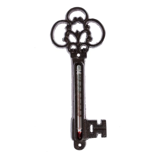Rustikales Thermometer Schlüssel aus Gußeisen, 8.7cm x 22.3 cm - Homescapes