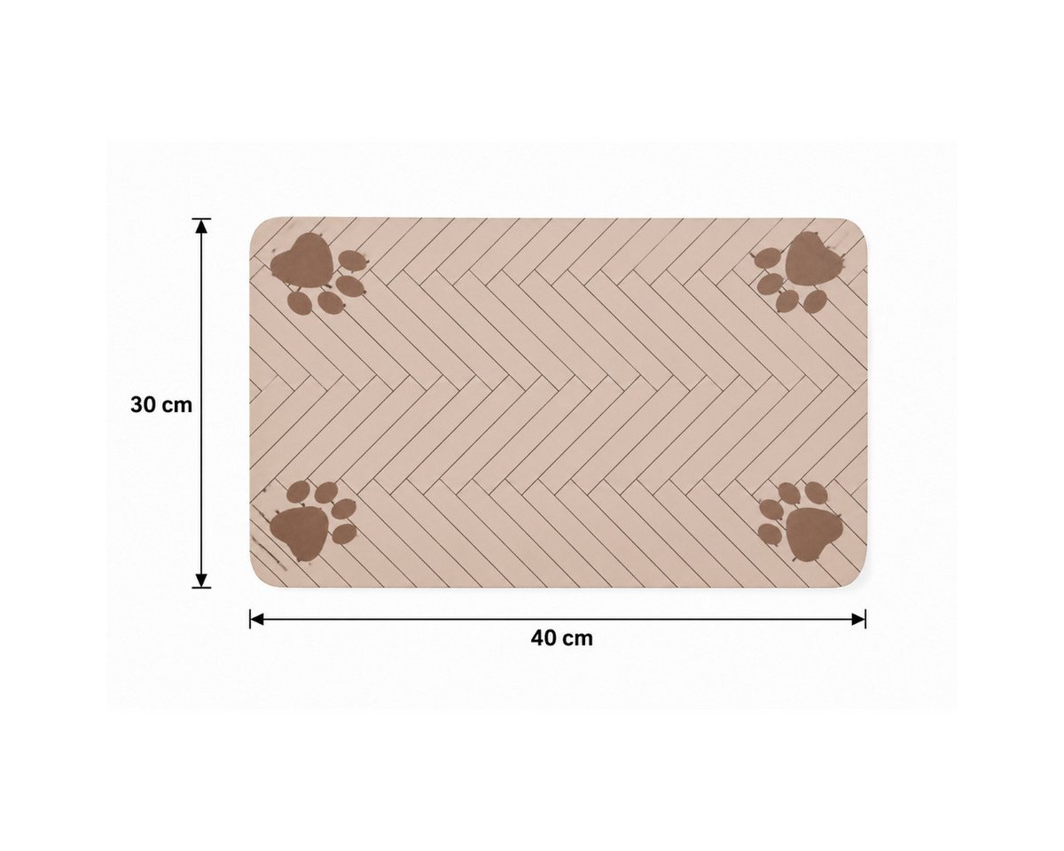 R2 Invest Napfunterlage 30 x 40 cm Haustier Futterplatz Matte mit Pfotenmotiv