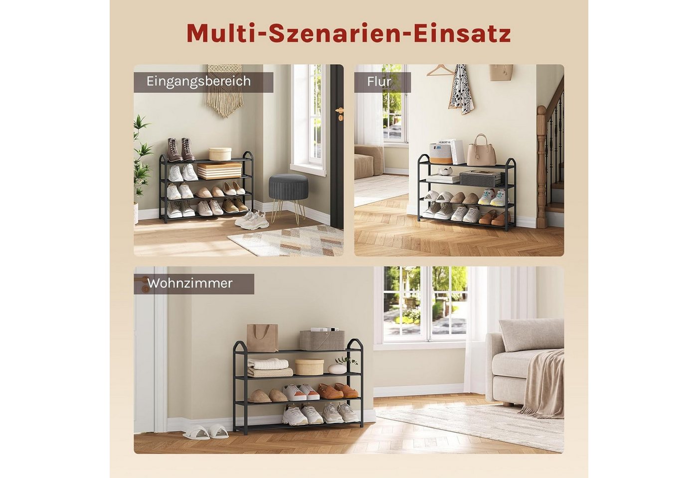 Woltu Schuhregal, 1-tlg., Ablage Ständerregale 4 Schicht für 16 Paare Schuhe Bild 2