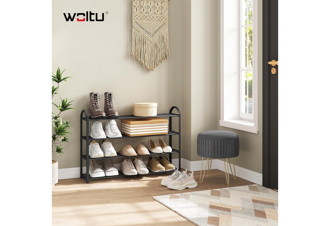 Woltu Schuhregal, 1-tlg., Ablage Ständerregale 4 Schicht für 16 Paare Schuhe Bild 3