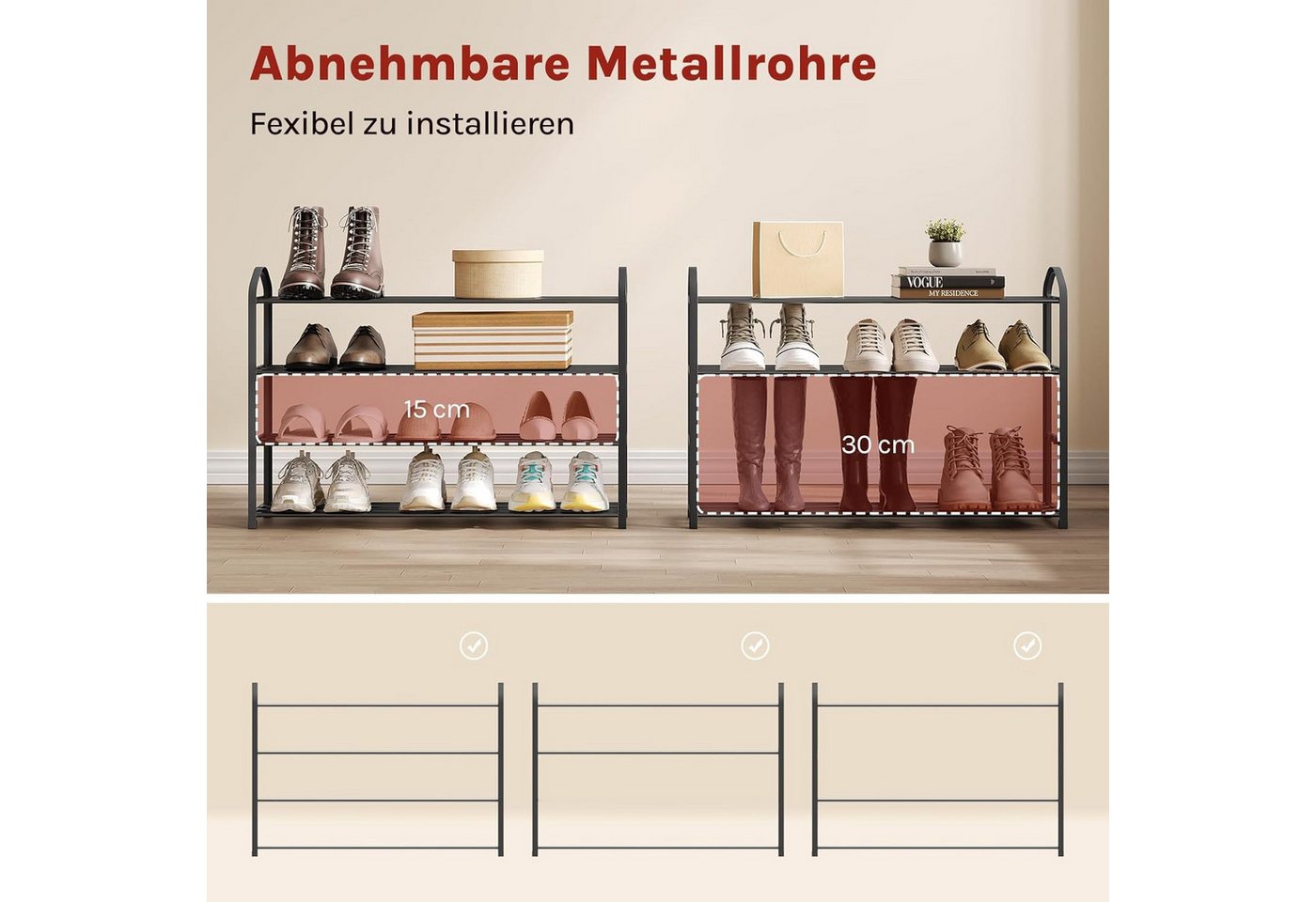 Woltu Schuhregal, 1-tlg., Ablage Ständerregale 4 Schicht für 16 Paare Schuhe Bild 5