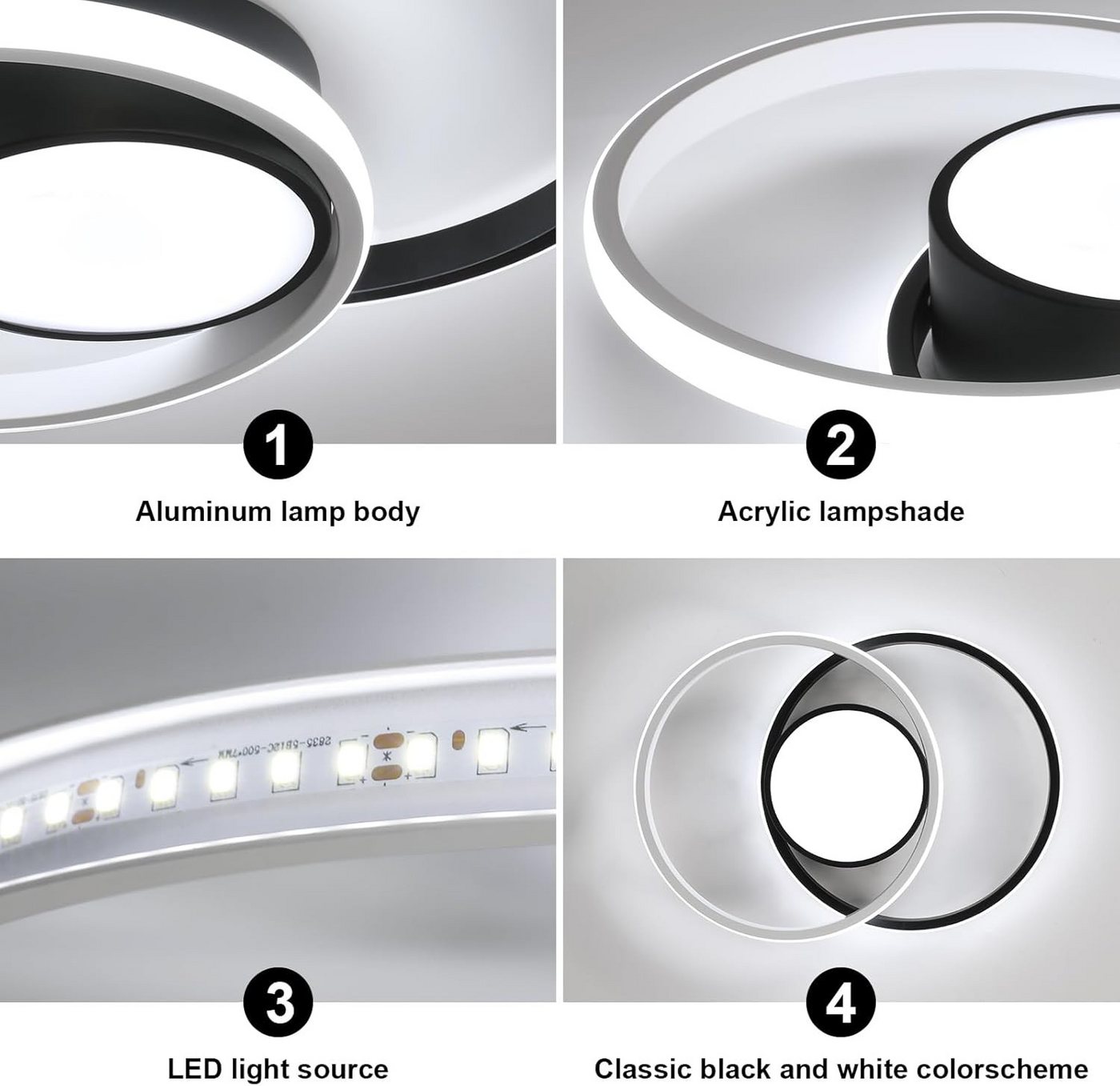 Riserva LED Deckenleuchte Runde LED Deckenleuchte 42W 4700LM Kaltweiß 40cm Modern Wohnzimmer, LED wechselbar Bild 2