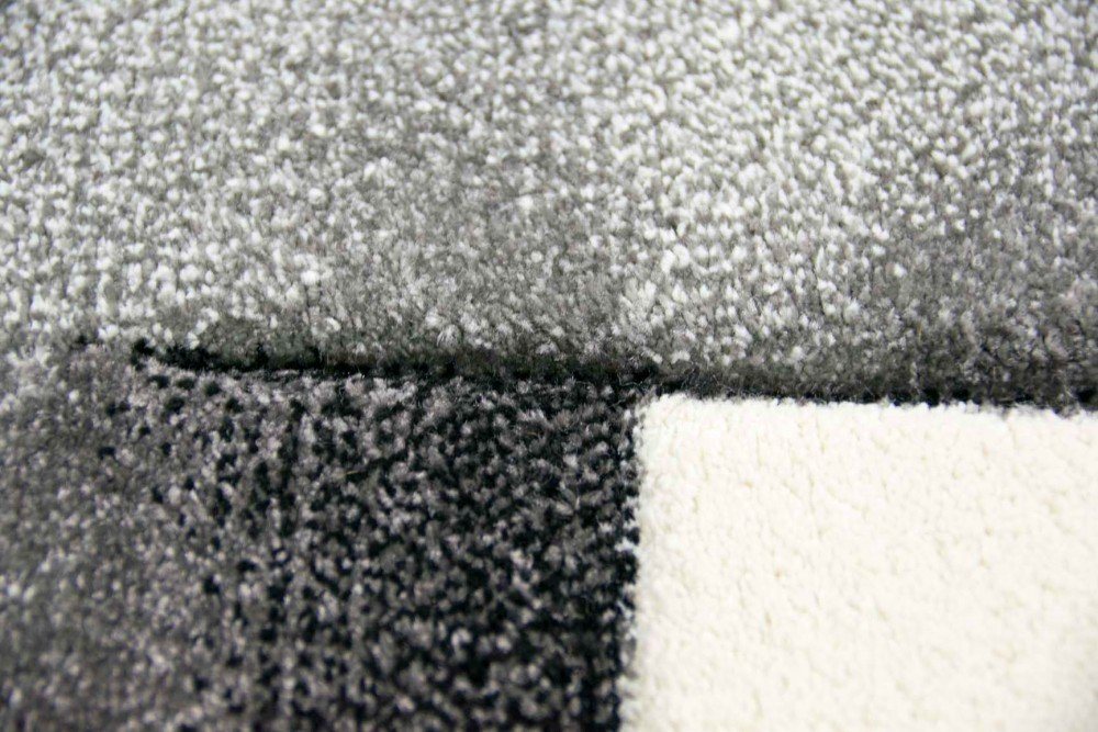 Carpetia Teppich Moderner Teppich Kurzflor Wohnzimmerteppich grau schwarz weiss, rechteckig, Höhe: 13 mm