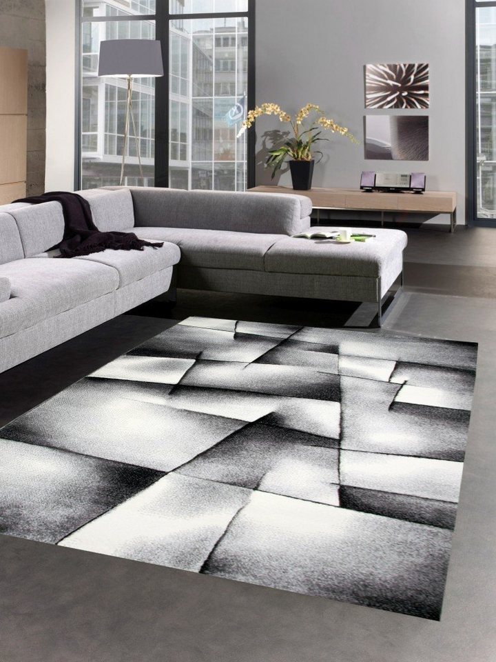 Carpetia Teppich Moderner Teppich Kurzflor Wohnzimmerteppich grau schwarz weiss, rechteckig, Höhe: 13 mm Bild 5
