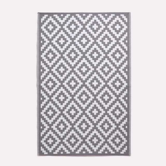 Homescapes - Outdoor-Teppich Zoe 150 x 240 cm- grau-weiß, geometrisch gemustert
