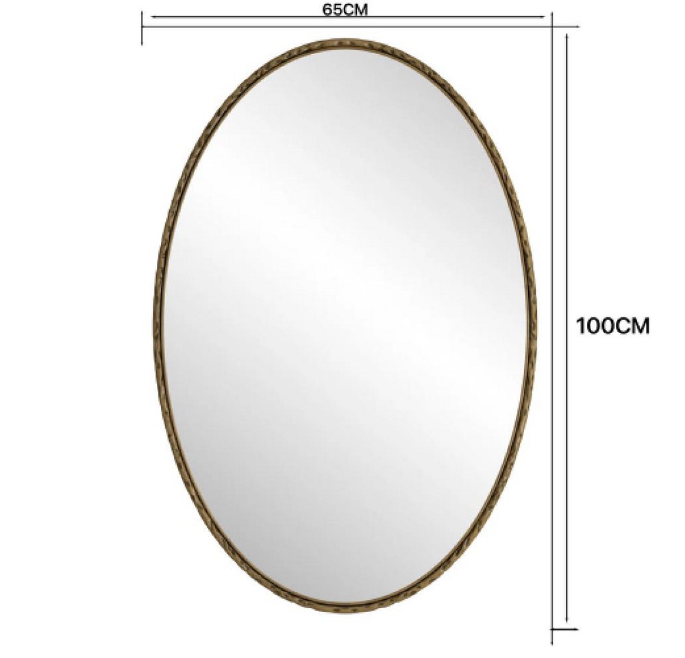BBWL Badspiegel Ovaler Retro Wandspiegel aus Eisen, Antik-Look, Vintage, Badezimmerspiegel, Wohnzimmer, Schlafzimmer, 65x100cm, Glas, MDF Bild 4