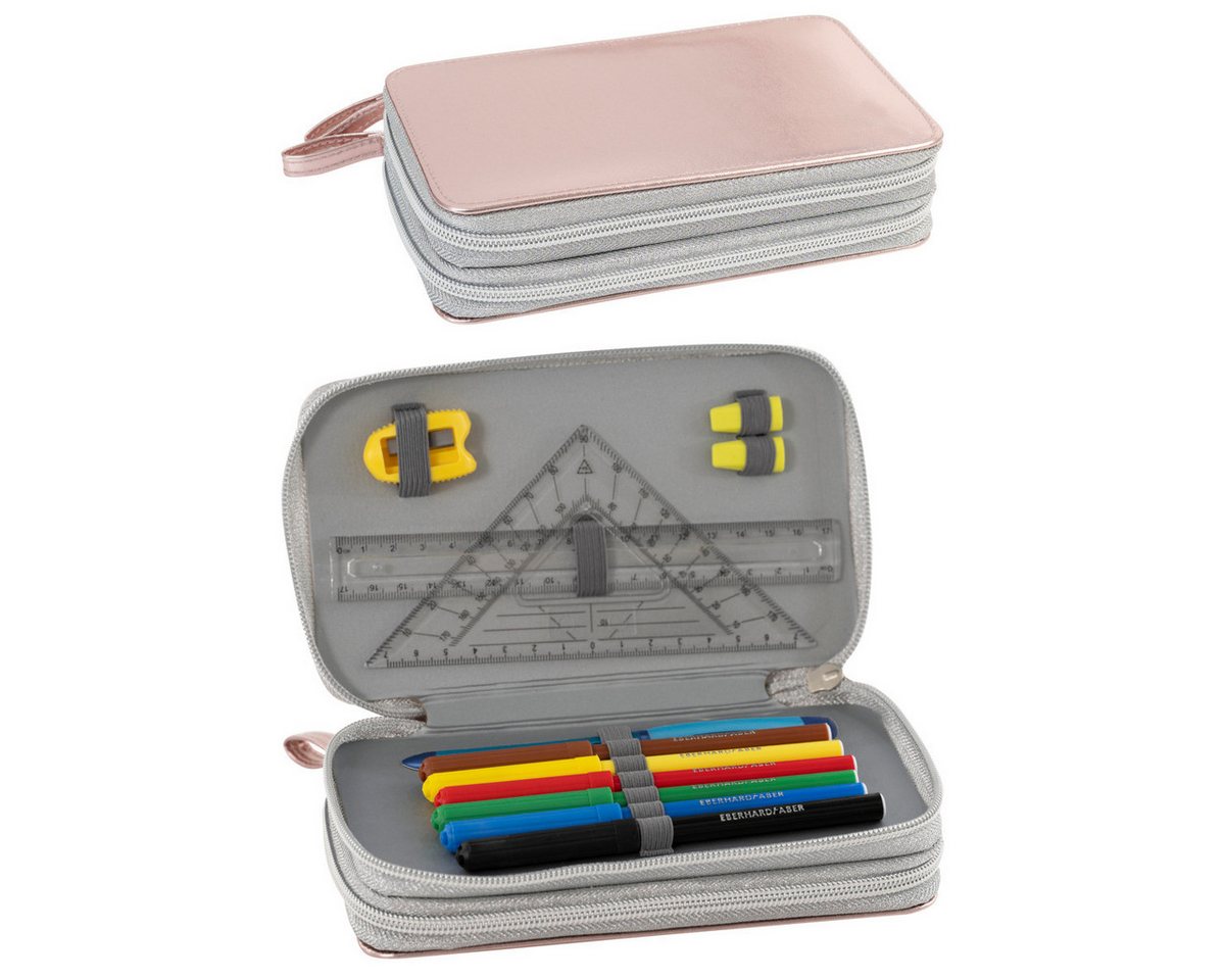 Depesche Federmäppchen EBERHARD FABER Mäppchen Double Decker rosé gold shine 24 Teile