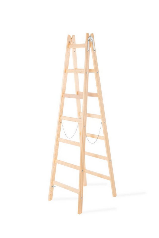 PROREGAL® Stehleiter Wood Double Giraffe Holz-Sprossen-Stehleiter mit Sicherheitsband (Leiter, Trittleiter, Bockleiter, Holzleiter, Sprossen-Doppellleiter), Mehrere Größen, vielseitig einsetzbar Bild 4