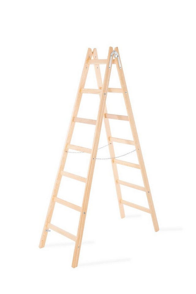 PROREGAL® Stehleiter Wood Double Giraffe Holz-Sprossen-Stehleiter mit Sicherheitsband (Leiter, Trittleiter, Bockleiter, Holzleiter, Sprossen-Doppellleiter), Mehrere Größen, vielseitig einsetzbar Bild 5