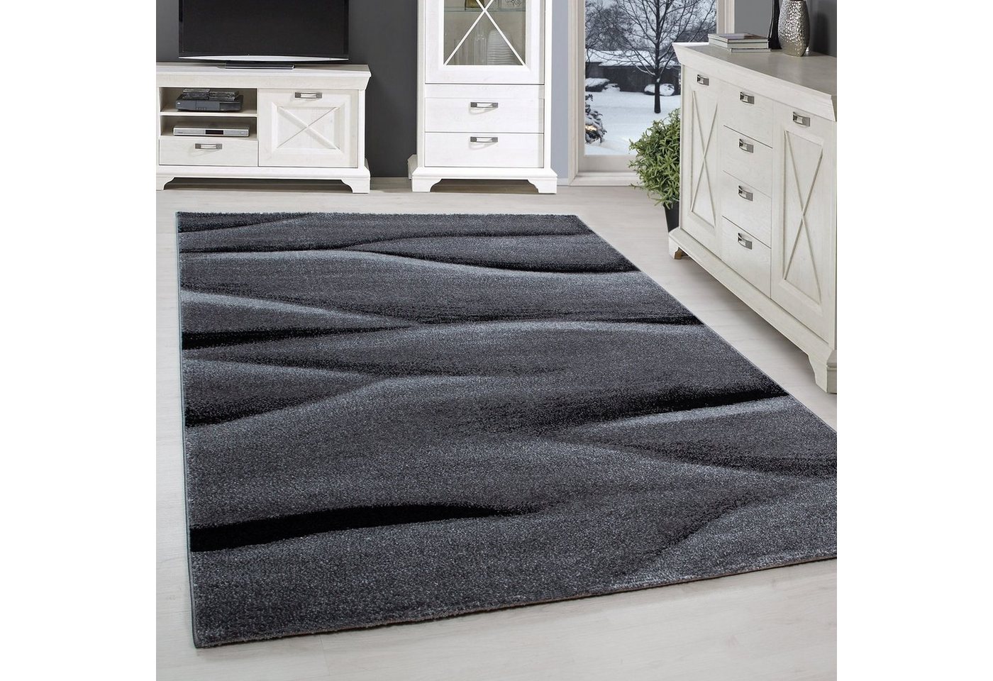 SIMPEX24 Teppich Ombre Design, Läufer, Höhe: 11 mm, Kurzflor Teppich Wohnzimmer Ombre Design Teppich im Modern Stil